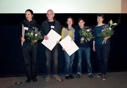 die Preisträger in der Kategorie  "Kino und Gesellschaft" - 2. von links: Franz Isfort vom Kino im Sprengel