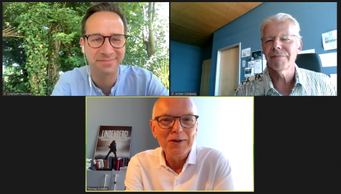 Tim Schaefer, Jochen Coldewey und Thomas Schäffer im Gespräch beim nordmedia SMALL TALK online