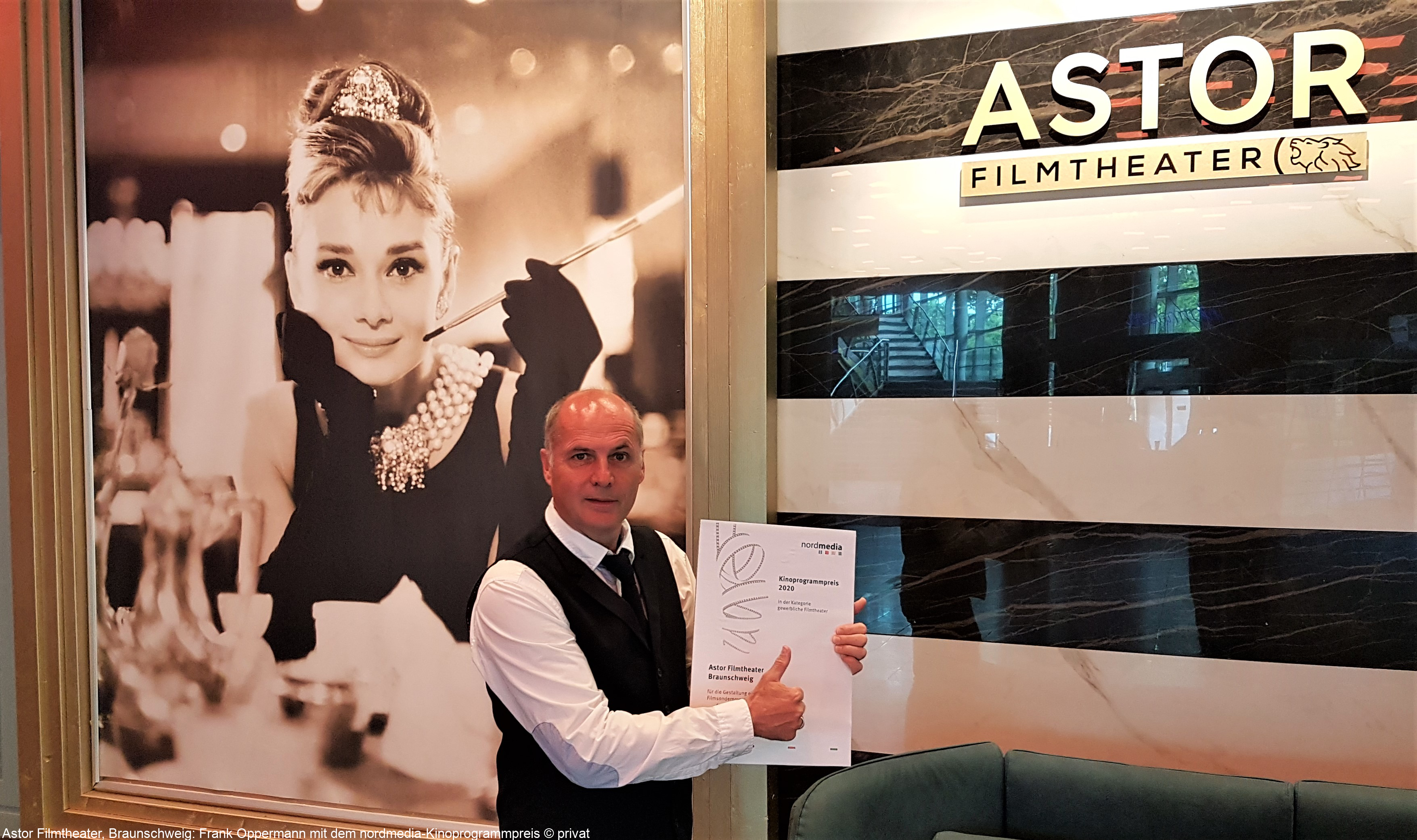 Astor Filmtheater, Braunschweig: Frank Oppermann mit dem nordmedia-Kinoprogrammpreis © privat