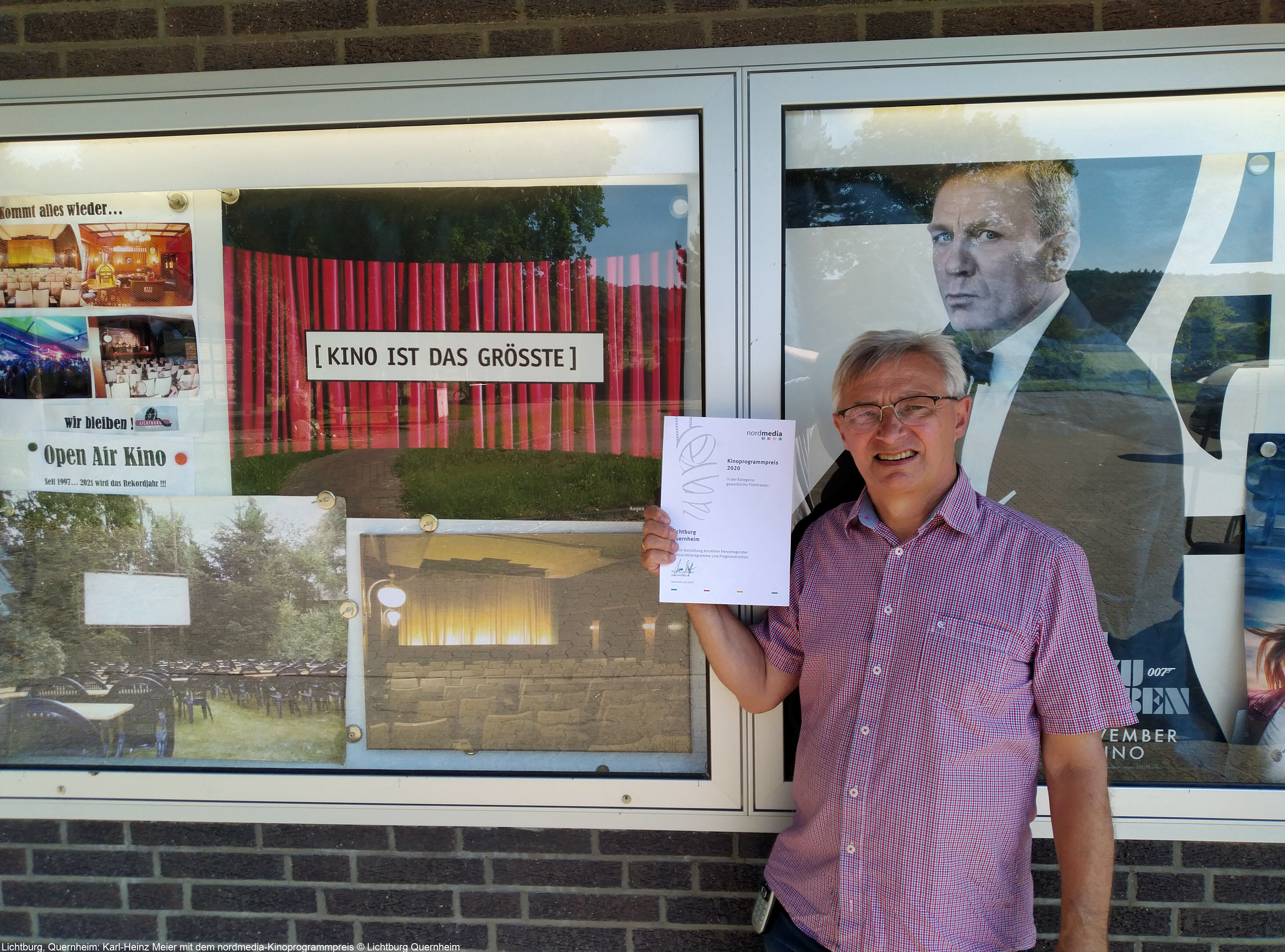 Lichtburg, Quernheim: Karl-Heinz Meier mit dem nordmedia-Kinoprogrammpreis © Lichtburg Quernheim