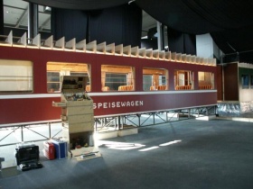 Nachbau des Kanzler-Eisenbahnwaggons im Britischen Pavillon