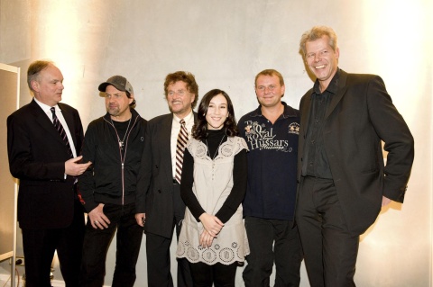 Warm Up zum Drehstart von MIT GLANZ UND GLORIA (AT) im Parkhotel Bremen:  Thomas Schäffer (nordmedia),  Uwe Ochsenknecht, Dieter Wedel, Sibel Kekilli, Devid Striesow, und Jochen Coldewey (nordmedia)