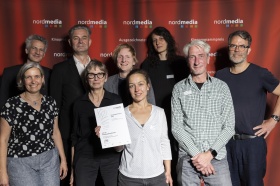 nordmedia Kinoprogrammpreis 2024 im CITY 46/ Kommunalkino Bremen: CITY 46 | Kommunalkino Bremen (v.l. Petra Schleuning,  Matthias Wallraven, Holger Tepe, Silvia Schierenbeck,  Johannes Eichwede, Johanna Melinkat, Johanna Schlockwerder, Klaus Eichholz, Robert Thalheim)