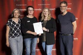 nordmedia Kinoprogrammpreis 2024 im CITY 46/ Kommunalkino Bremen: Filmpalast	Sulingen	(v.l. Petra Schleuning, Petra Renzelmann, Sandra Glandorf, , Robert Thalheim)