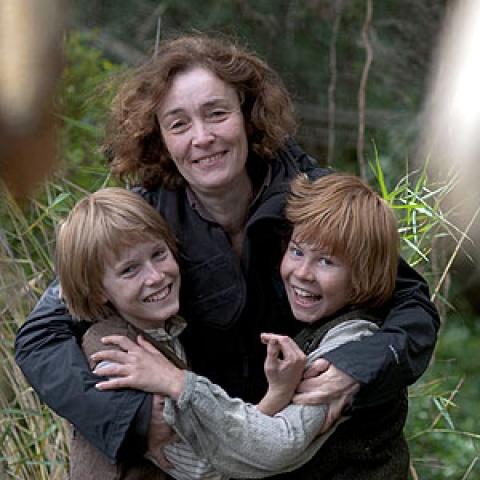 Tom und Huck mit Regisseurin Huntgeburth