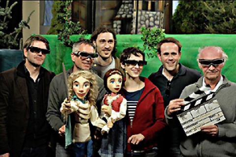Uwe Nagel, Puppenspieler Bernd Linde und Barbara Felsenstein, Marco Del Bianco (Day for Night GmbH), Michael Lange (nordmedia) und Paul Stutenbäumer