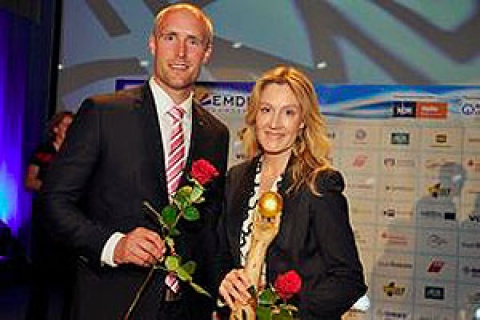 Christine Hartmann, Regisseurin von KEINE ZEIT FÜR TRÄUME mit Norbert Hemken von der AOK