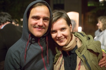 Tanja Schwerdorf mit Protagonist Peter Sikorski auf der Feier