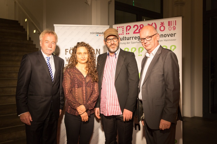 Dr. Heinrich Jagau (Stiftung Kulturregion Hannover),  Elke Margarete Lehrenkrauss, Siegmar Warnecke und Thomas Schäffer (nordmedia)