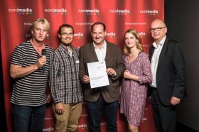 nordmedia Kinoprogrammpreis 2016 im Cinema-Arthouse Osnabrück: Kronen-Lichtspiele, Bad Pyrmont/Apollo – Studio für Filmkunst, Hannover/Neue Schauburg, Northeim: Daniel Wolter, Torben Scheller 
Foto: Fa. atelier16 - PROFIFOTOGRAFIE