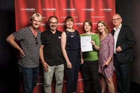 nordmedia Kinoprogrammpreis Spitzen-Kinoprogrammpreis: Hochhaus-Lichtspiele, Hannover/ Kino am Raschplatz, Hannover: Markus Gorny, Wiebke Wolter, Sybille Mollzahn,   
Foto: Fa. atelier16 - PROFIFOTOGRAFIE