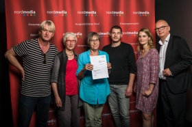 nordmedia Kinoprogrammpreis: SpitzenpreisträgerInnen: Scala Programmkino, Lüneburg: Elke Rickert, Ruth Rogée, Kevin Beck
Foto: Fa. atelier16 - PROFIFOTOGRAFIE