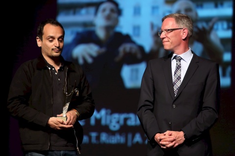 Arman T. Riahi  - Gewinner Creative Energy Award - und Manfred Ackermann (Stadtwerke Emden)