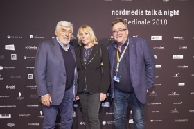 Mario Adorf mit Produzent Herbert Schwering und Begleitung