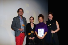 Friedensfilmpreis für LOVEMOBIL (v.l): Günter Sievert (Preisstifter), Masha Matzke (Jury); Elke M. LehrenKrauss (Regisseurin) und Wiebke Thomsen (Jury)
